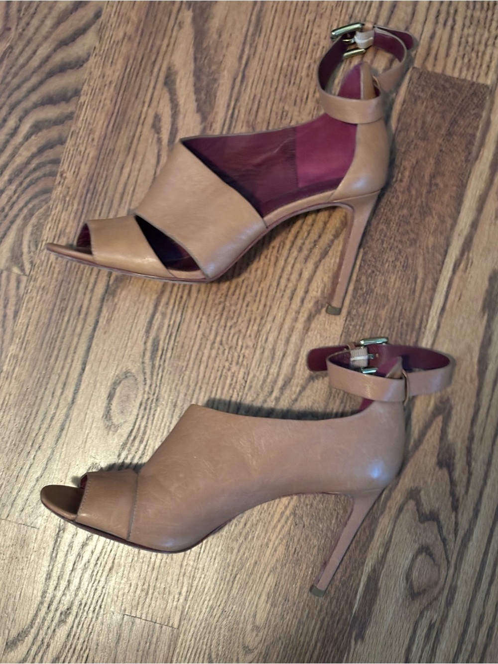 Coach Manhattan Tan Leather Ankle Strap Heels Stilettos Size US 7.5 B - Picture 2 of 11